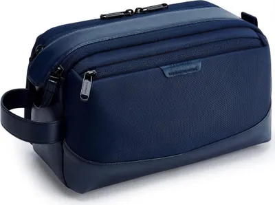 Produktbild von BAGSMART Herren Kulturbeutel Leder Reise Rasierbeutel Marineblau