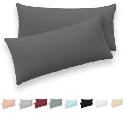 Produktbild von Kissenbezug 50x80 (2er-Set) – 100 % Jersey-Baumwolle, 150 g/m² – Anthrazit – Für Kissenbezüge der Größe 50x80 cm – Kissenbezug mit Reißverschluss – -