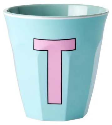 Produktbild von RICE Becher T 250 ml Melamin Mintgrün spülmaschinenfest bruchsicher Kinder Trinkbecher Buchstabe, Farbe: Minze