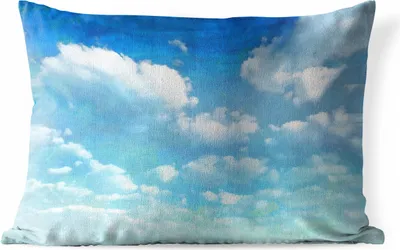 Produktbild von MuchoWow® Outdoor Kissen - Wolken - Aquarell - Sommer - 50x30 cm - Wetterfest - Lounge Kissen - Sofa kissen - Wohnzimmer Dekoration