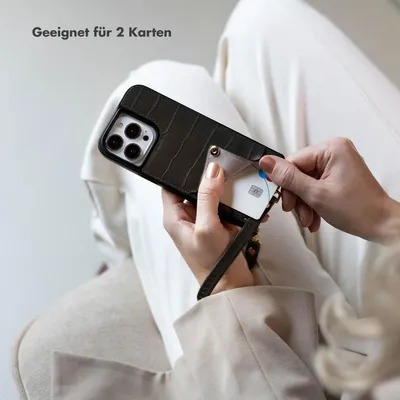 Immagine prodotto di Custodia per telefono Selencia Nova Croco con cordino e porta carte per Apple iPhone 17 / 16 - Nero
