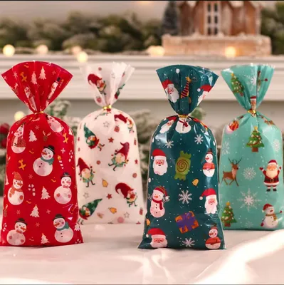Produktbild von 100 Geschenktüten Weihnachten Adventskalender zum Befüllen Weihnachtstüten Nikolaustüten Goodie Bags ideal für Süßigkeiten Plätzchen DIY-Geschenke