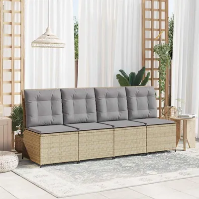 Produktbild von "Schlussverkauf" Garten-Sofa moderne - Gartenmöbelset - mit Kissen - Beige und Grau Poly-Rattan C12128