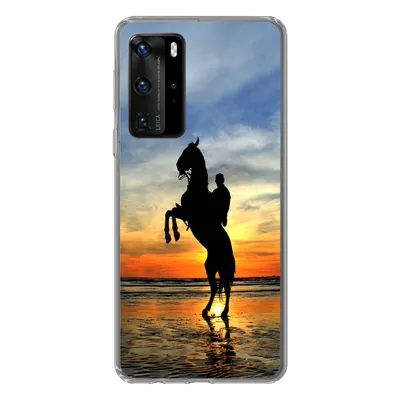 Produktbild von MuchoWow® Handyhülle Schutzhülle Hülle für Huawei P40 Pro Pferd - Himmel - Schatten Silikon Softcase Handy Hülle - Schutz
