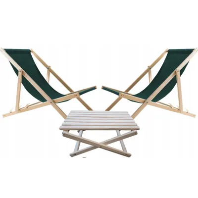 Immagine prodotto di Sdraio con tavolino – Set da giardino in legno da 2 pezzi, verde – Sdraio pieghevole e tavolino – Resistente alle intemperie, per balcone e terrazza