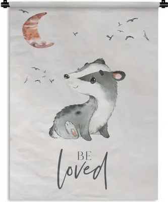 Produktbild von MuchoWow® Wandteppich Wandbehang Zitate - Geliebt werden - Sprichwörter - Kind - Jungen - Mädchen - Aquarell 150x200 cm Tapisserie Dekoration Wandtuch - Wandaufhängung - Moderner