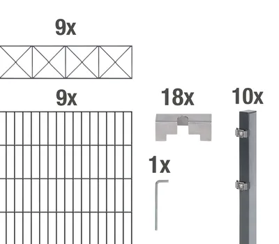 Produktbild von Alberts Doppelstabmattenzaun Nexus, Höhe 120 cm, Länge 18 m, 2 m Matte, anthrazit, zum Einbetonieren