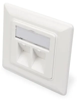 Zdjęcie produktu dla Gniazdo sieciowe Keystone - 2 porty - Biały RAL 9003 - Natynkowe i podtynkowe