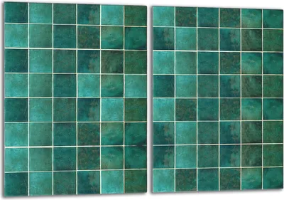 Produktbild von Herdabdeckplatten Set 2x40x52 cm Glaskeramikkochfeld Abdeckung Glas Spritzschutz, Türkis Fliesen
