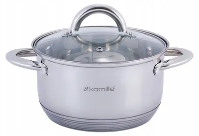 Produktbild von Kamille KM-5772 Edelstahltopf mit Deckel Induktion 2,4 L