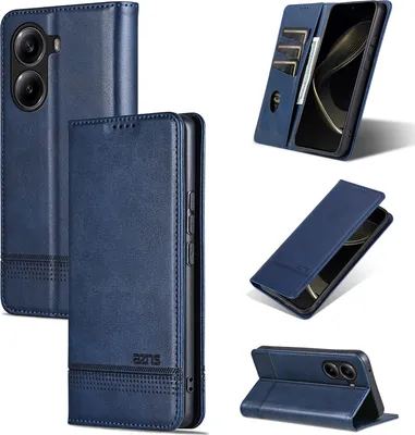 Produktbild von Leder Hülle für Xiaomi Redmi Turbo 4 / Poco X7 Pro, Klapphüllen Brieftasche Magnetverschluss Ständer Schutzhülle Blau