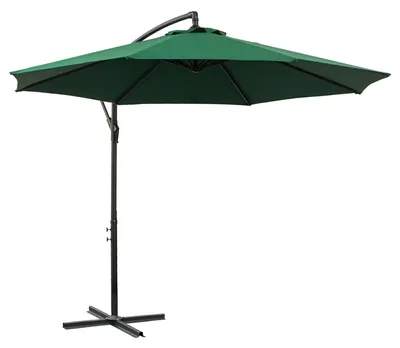 Obrázok produktu pre Záhradný slnečník - 3 metre, terasový slnečník s krížovým podstavcom - odolný voči poveternostným vplyvom - ochrana pred UV žiarením - 8 výstuh - ručná kľuka - zelený