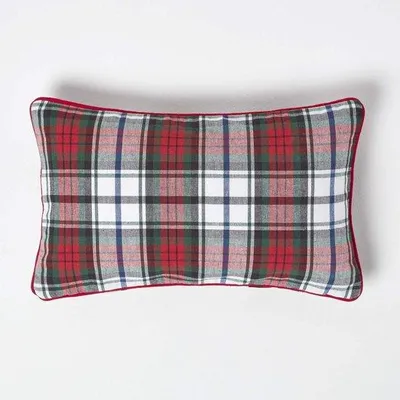 Productafbeelding van Unyqoos® Kussenhoes 30 x 50 cm – 100% katoen, rood-wit geruit, decoratief kussenhoes met rits