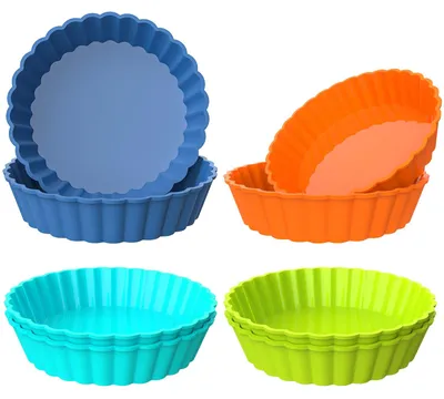Mini Quicheform 5 Zoll, 8 Stück, Silikon, geriffelt, rund