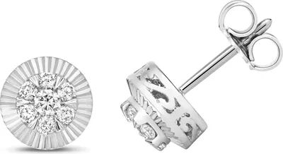 Produktbild von Wunderschöne 9 Karat (375) Weißgold Damen - Diamant Paar Ohrstecker Brillant-Schliff 0.50 Karat H - I1 I2 - 9mm*9mm; TRS353779KW