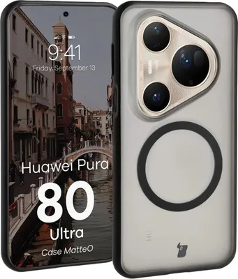 Produktbild von Handyhülle mit Magnetring für Huawei Pura 80 Ultra, Bizon Case MatteO, Getönt-Schwarz
