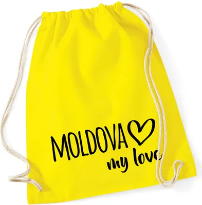 Produktbild von Huuraa Turnbeutel Moldova my love 12 Liter Yellow Baumwolle Rucksack Geschenkidee