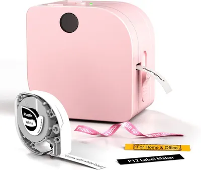 Produktbild von Mini Bluetooth Etikettendrucker Thermotransfer & Thermodirekt Beschriftungsgerät für Etiketten Satinband Garten Küche Büro Rosa