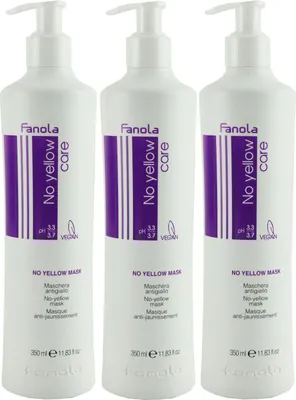 Produktbild von Fanola No Yellow Haarmaske 3 x 350 ml Mask Pflegemaske gegen Gelbstich Vegan Set