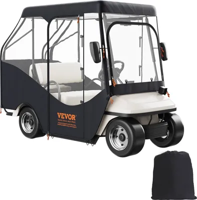 Produktbild von Transparent Golfwagen Regenabdeckung 4-Personen-Golfwagenabdeckung 152 x 110 cm, 420D-Polyester Wasserdicht, Tragbar, Fahrbar, Aufbewahrungsabdeckung für Golfwagen Passend für EZGO TXT Golfwagen