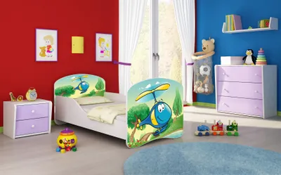 Obrázek produktu pro ACMA I postel pro mládež Dětská postel junior kompletní sada s roštem a matrací bílá 35 vrtulník 140x70
