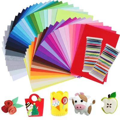 Immagine prodotto di Knutselvilt 50 colori - Fogli di feltro 20 x 30 cm - Tessuto di feltro - Per progetti fai-da-te - Artigianato - Ideale per decorazioni - Feltro