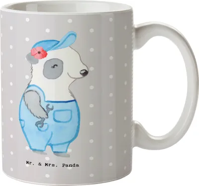 Produktbild von Mr. & Mrs. Panda Kaffeebecher Mechatronikerin für Kältetechnik Herz - Grau Pastell - Geschenk, Pott, Tasse mit Spruch, Becher, Teetasse, Gesellenprüfung, Werkstatt