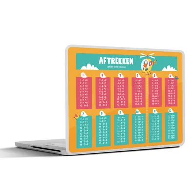 Produktbild von MuchoWow® Laptop Aufkleber Sticker Cover Kinderzimmer - Subtraktion - Zählen - Mädchen - Kinder - Orange 36.5x27.5 cm - Laptop-Sticker