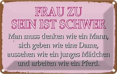 Produktbild von vianmo Blechschild 20x30 cm Frau zu sein ist schwer Spruch Zitat