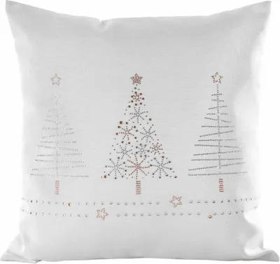 Imagen del producto de Funda de cojín Eurofirany, 45x45 cm, color blanco, diseño de árbol de Navidad, ideal para Navidad