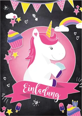 Produktbild von Oblique Unique 6 Einladungskarten Kindergeburtstag Einhorn Party Einladungen