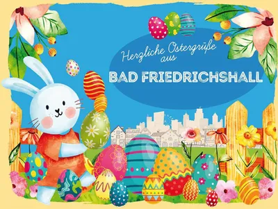 Produktbild von vianmo Holzschild 30x40 cm Ostern Ostergrüße BAD FRIEDRICHSHALL