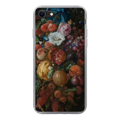Produktbild von MuchoWow® Handyhülle Schutzhülle Hülle für iPhone SE 2020 Früchte und Blumen - Gemälde von Jan Davidsz. de Heem Silikon Softcase Handy Hülle - Kartenbesitzer
