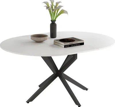 Produktbild von Esstisch Vicco Loyd Weiß/Schwarz 120 x 76.5 cm ausziehbar, Model 51776