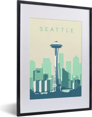 Produktbild von MuchoWow® MuchoWow® Gerahmtes Poster Turm - Seattle - Amerika - Seattle Tower - USA 30x40 cm - Poster mit zchwarzem Bilderrahmen - Wandposter Schlafzimmer