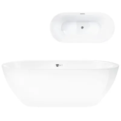 Produktbild von Freistehende Badewanne Acryl Wanne 170x79 weiß Standbadewanne oval RENO