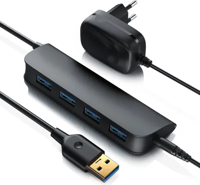 Image de Primewire Hub actif 4 ports USB 3.2 Gen1, distributeur avec alimentation, léger, haute portabilité, adaptateur USB