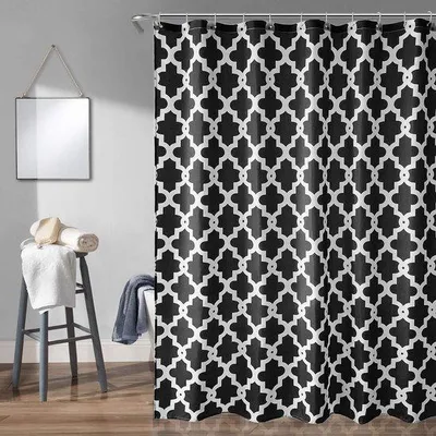 Productafbeelding van Waterdicht en Schimmelvrij Douchegordijn 180x200cm met 12 Haken - Zwart Latwerk