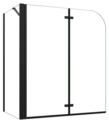 Produktbild von Duschspa 120x140cm 2-teilig Faltwand Schwarz Badewannenaufsatz 6mm ESG Duschabtrennung Duschwand mit 80cm Seitewand