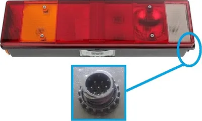 Image de Feu arrière gauche DAF XF CF, MAN TGA TGS L M F 2000, Renault Midlum Premium Kerax Magnum, 5001847586, 81252256524, 1625985, avec prise ronde AMP | 1993-2005