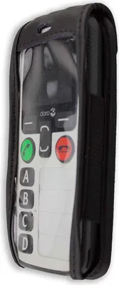 Immagine prodotto di caseroxx custodia in pelle con clip da cintura compatibile con Doro Secure 580 / 580IUP in vera pelle, custodia con clip da cintura e finestra di visualizzazione