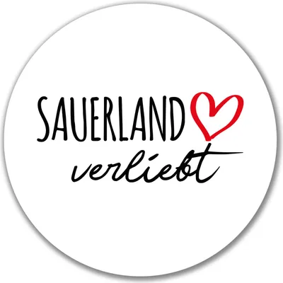 Produktbild von Huuraa Aufkleber Sauerland verliebt 10cm rund Sticker Geschenkidee