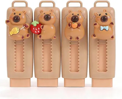 Gummisatz von 4 Stück mit niedlichen Capybara-Designs für Schule und Bürogebrauch