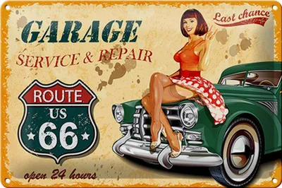 Produktbild von Blechschild Pinup 30x20cm Retro Garage open 24 hours