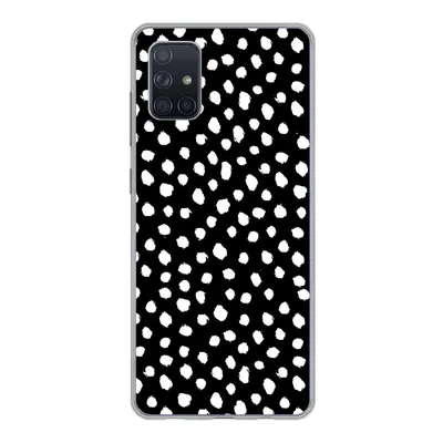 Produktbild von MuchoWow® Handyhülle Schutzhülle Hülle für Samsung Galaxy A71 Polka dots - Schwarz - Weiß Silikon Softcase Handy Hülle - Kartenbesitzer