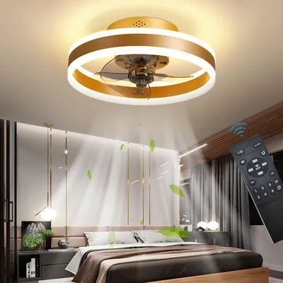 Image de Ventilateur de plafond avec lumière - Or - 24W LED - 40 cm - Design moderne - Idéal pour chambre et salon