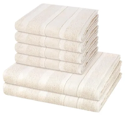Produktbild von Cawö Noblesse 4 X Handtuch 2 X Duschtuch im Set Extraflauschige Veloursstreifen, Hochwertige Baumwollqualität, Pflegeleicht und trocknergeeignet 6er Set