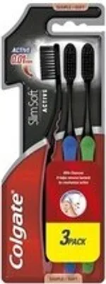 Image de Brosse à dents Slim Soft Charcoal Active Carbon 3 Pcs By Colgate 3 Pcs