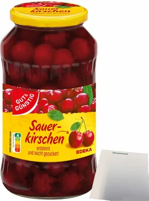 Produktbild von Gut & Günstig Sauerkirschen leicht gezuckert entsteint (680g Glas) + usy Block