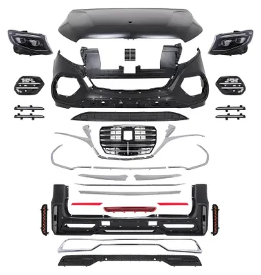 Productafbeelding van Bodykit voor Mercedes V-Klasse W447, modeljaren 2014-2023: bumperset, motorkap, koplampen.